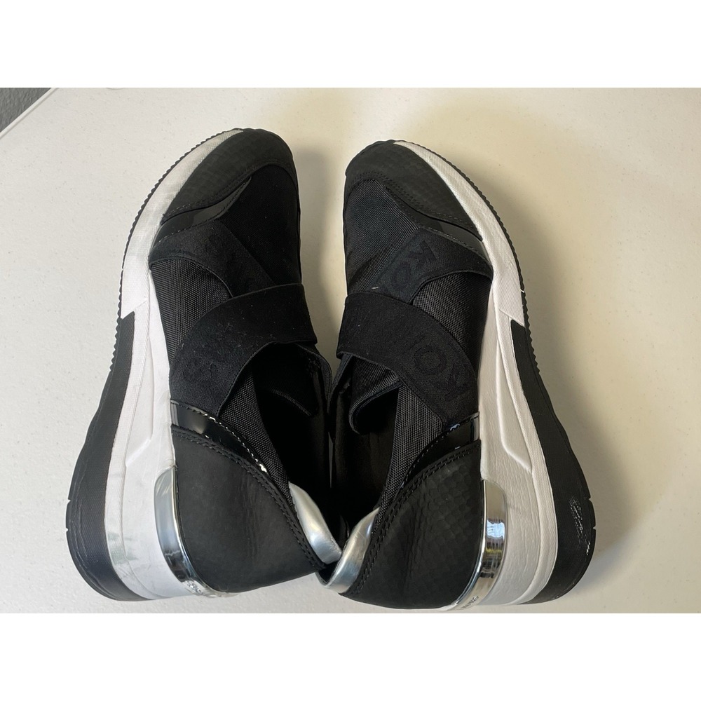 Michael Michael Kors Woman's Sneakers 7 Geena Slip-On Trainer Shoes Black White - Picture 8 of 8